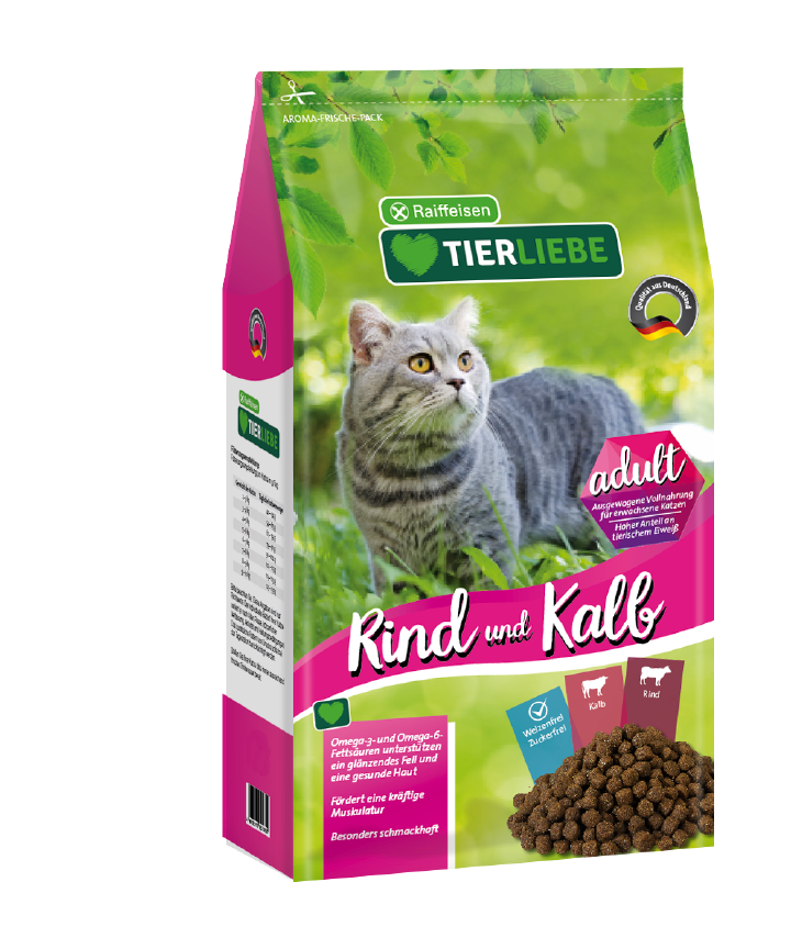 TIERLIEBE Katzen-Trockenfutter Kalb+Rind Adult